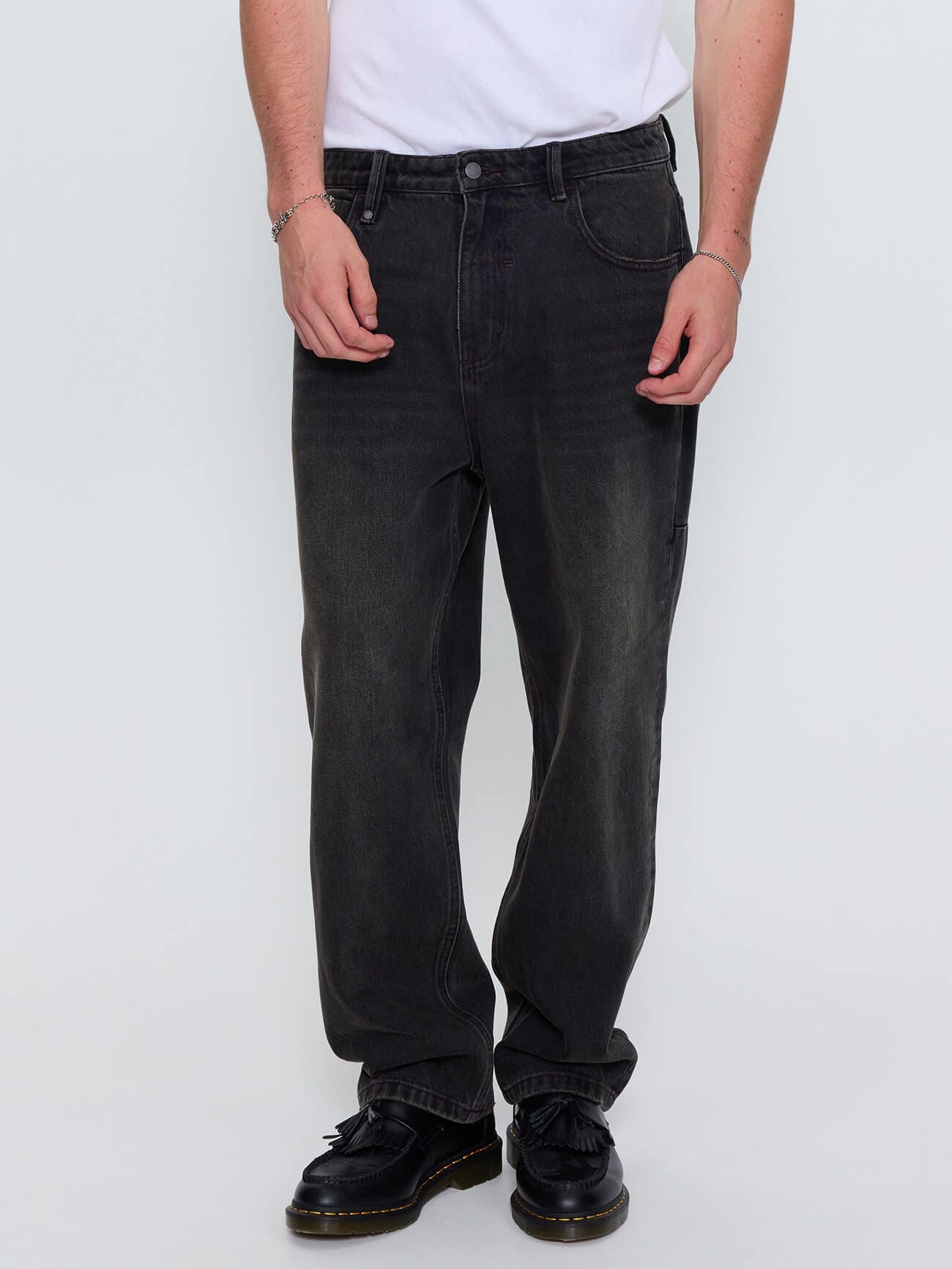 Built To Win Mid Slacker Relaxed Long Denim Jean - Licorice 